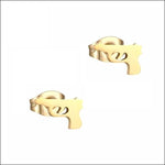 Stoere Pistool Oorbellen Goudkleur-9x6mm