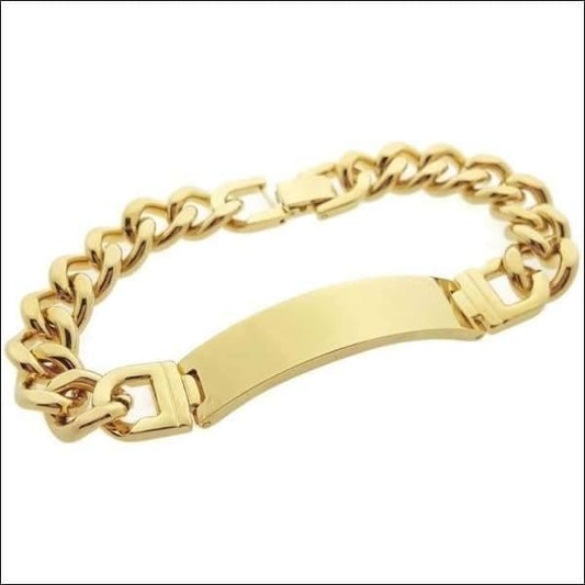 Gouden Armband Met Ketting, Plaatarmband Staal 21cm 11mm Goudkleurig
