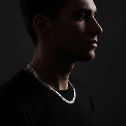Platte Brede Gourmet Ketting 7mm Zilverkleurig Staal - Aramat Jewels - Halskettingen - cadeautip