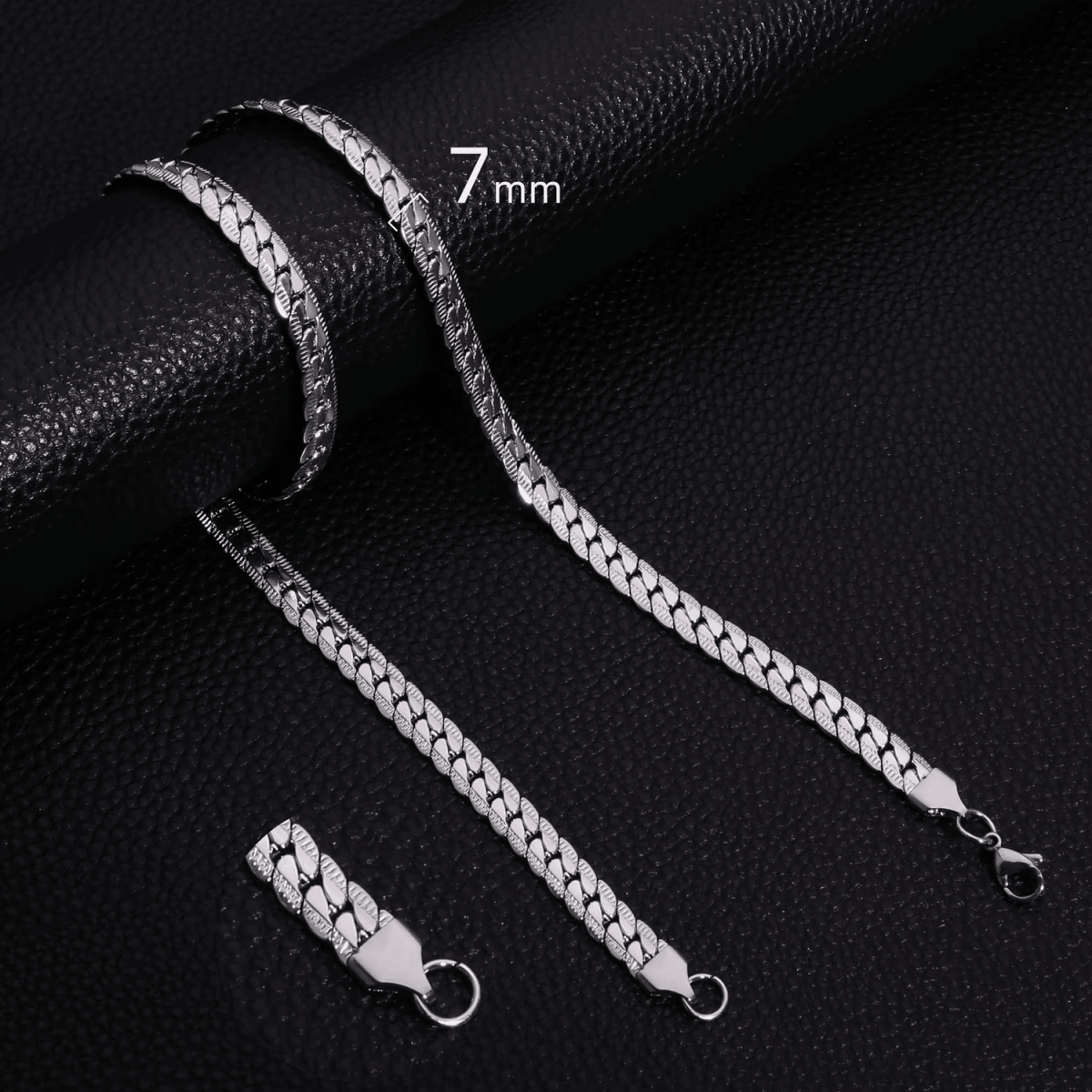 Platte Brede Gourmet Ketting 7mm Zilverkleurig Staal - Aramat Jewels - RVS Sieraden - Halskettingen - cadeautip