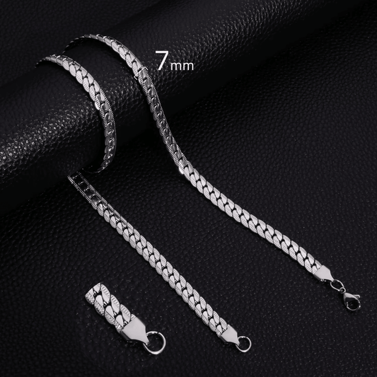 Platte Brede Gourmet Ketting 7mm Zilverkleurig Staal - Aramat Jewels - RVS Sieraden - Halskettingen - cadeautip