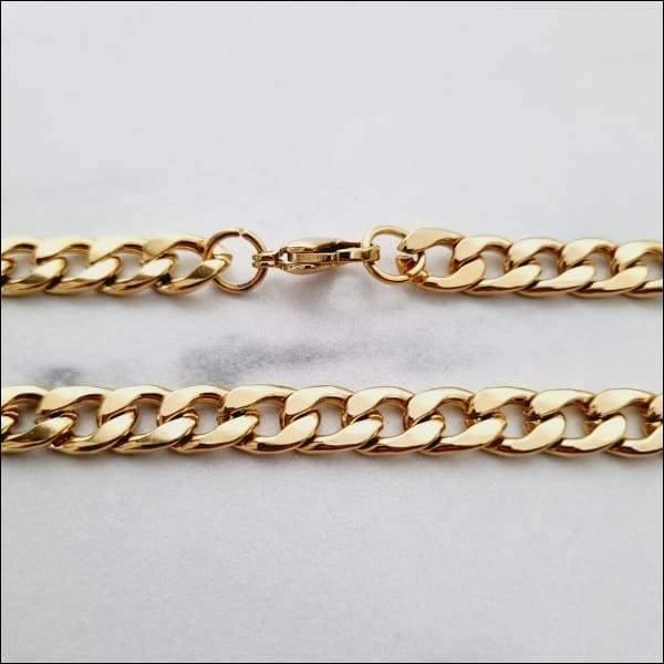 Gouden Cuban Chain Armband In Glamoureuze Stalen Cuban Chain Ketting