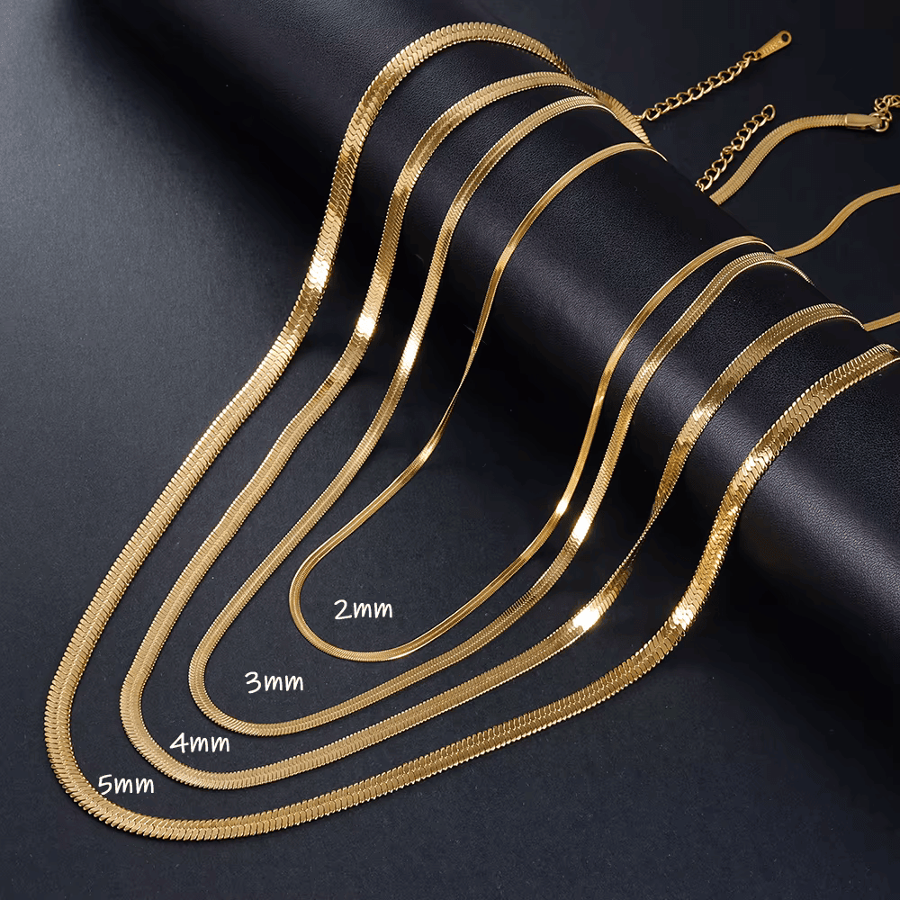 Platte Slangenketting Goudkleurig Staal - Aramat Jewels - RVS Sieraden - Halskettingen - cadeautip