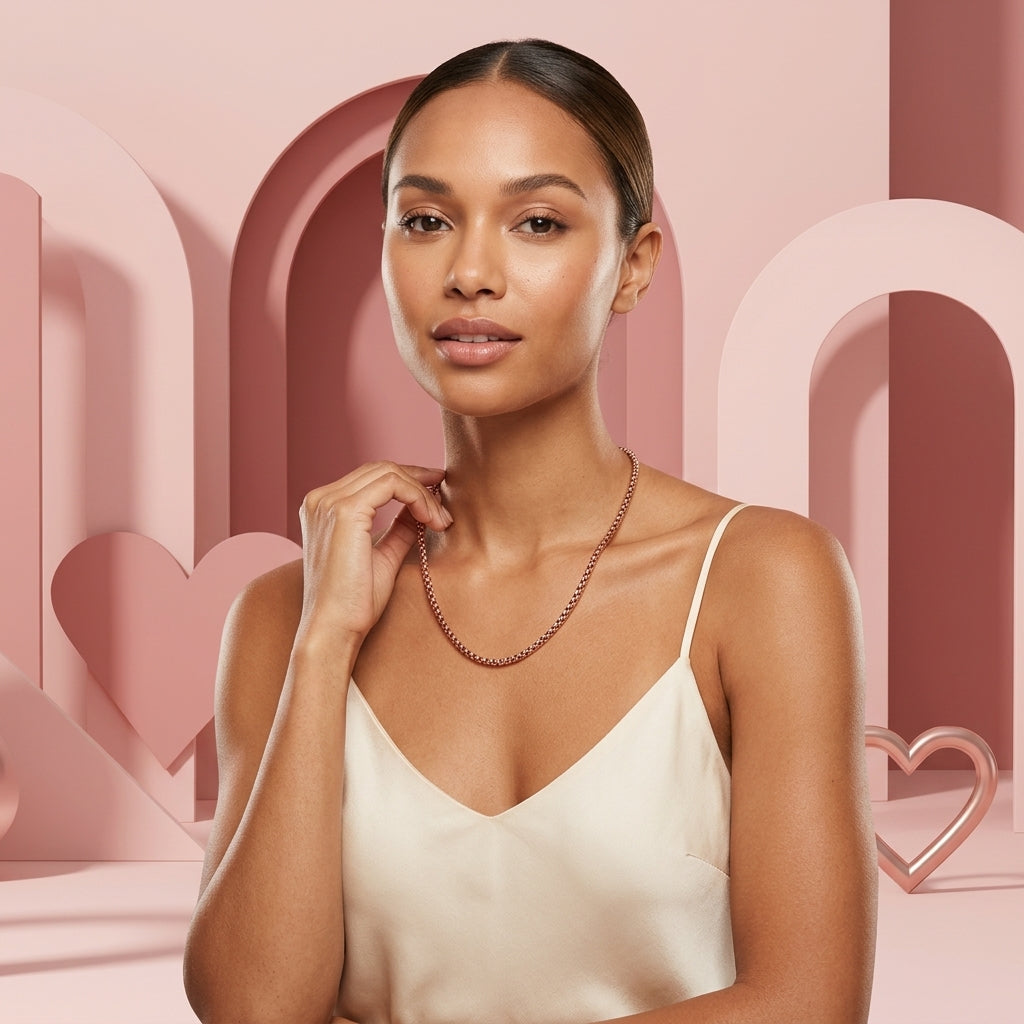 Rose Gold Stainless Steel Jasseron Chain – Elegant Link Necklace for Women