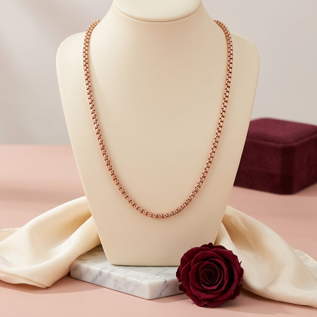 Rose Gold Stainless Steel Jasseron Chain – Elegant Link Necklace for Women