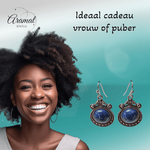 Prachtige Bohemien Oorhangers steen - oor6027 - Oorhangers kopen# - alles - bali - blauw