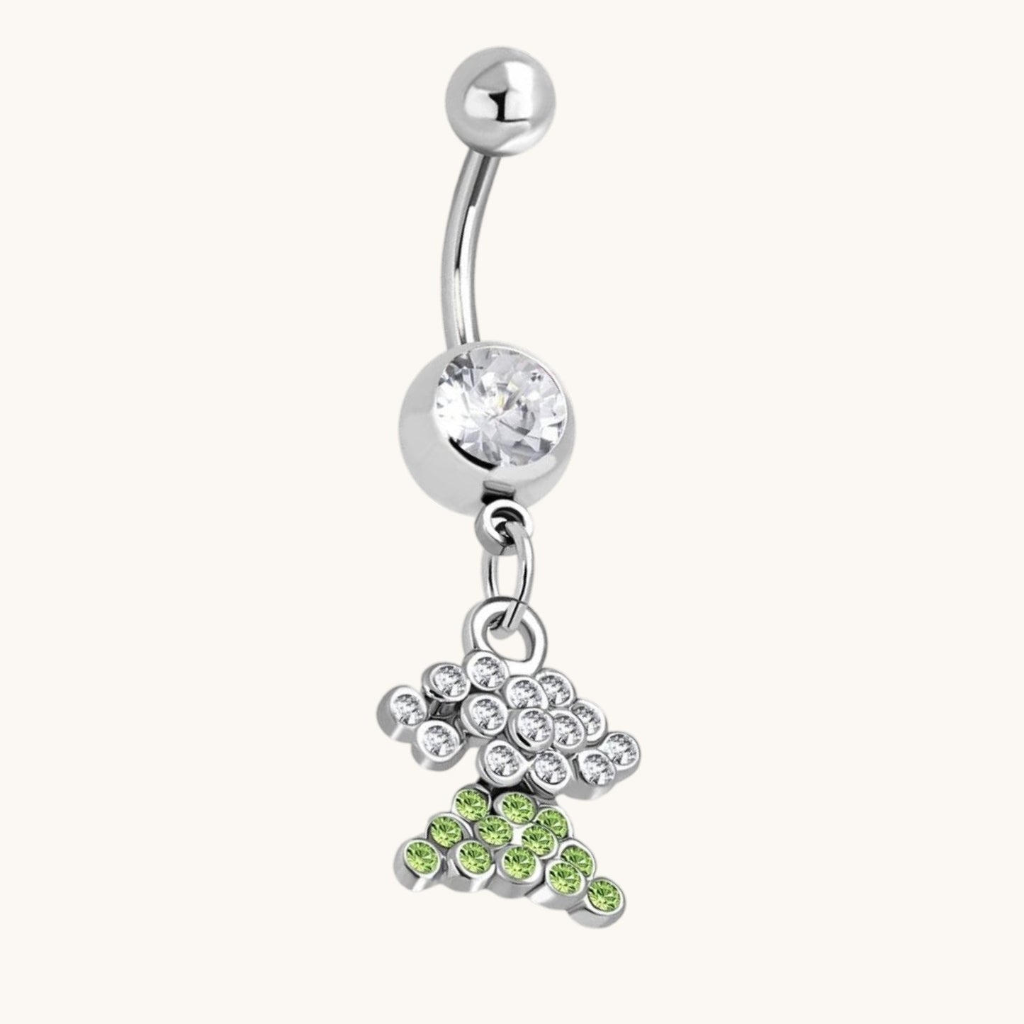 Beautiful Green Zirconia Steel Navel Piercing