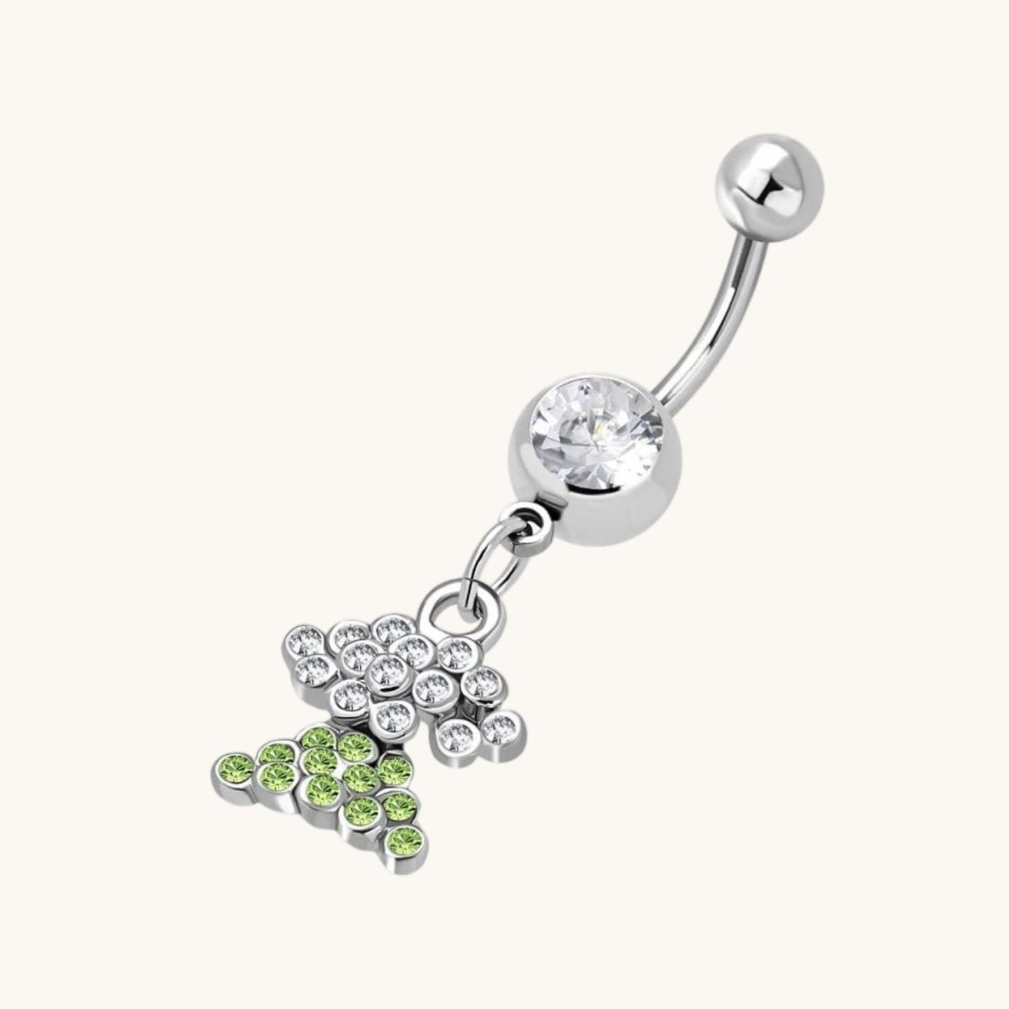 Beautiful Green Zirconia Steel Navel Piercing