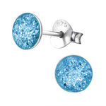 Sterling zilver verguld blauwe druzd glitter oorbellen