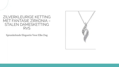Zilverkleurige Ketting met Fantasie Zirkonia &ndash; Stalen Damesketting RVS by@Outfy