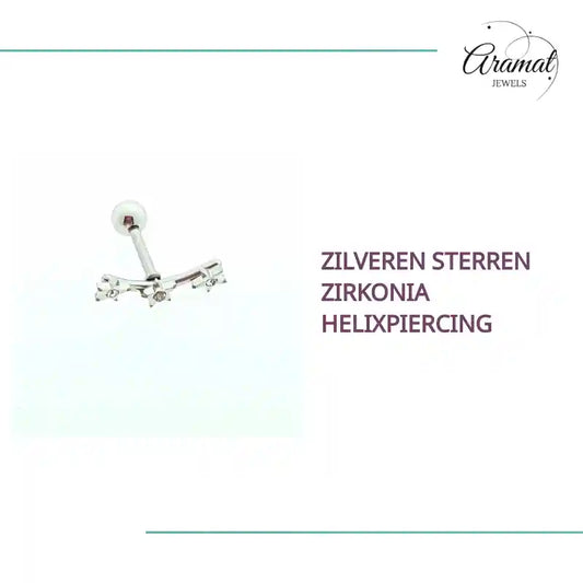Zilveren Sterren Zirkonia Helixpiercing by@Outfy