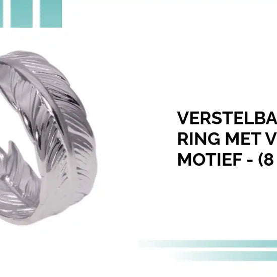 Verstelbare RVS Ring met Veertje Motief - (8 mm) by@Outfy