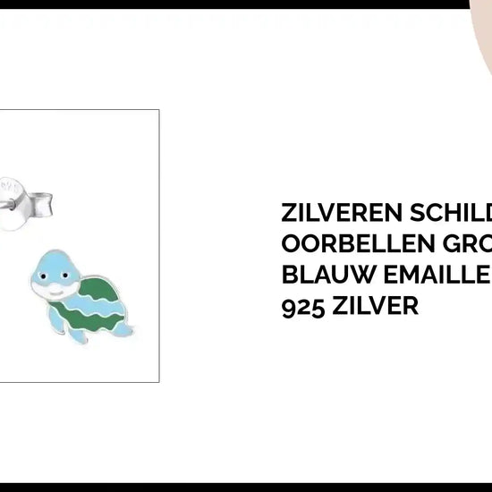 Zilveren Schildpad Oorbellen Groen Blauw Emaille &ndash; 6x10mm 925 Zilver by@Outfy