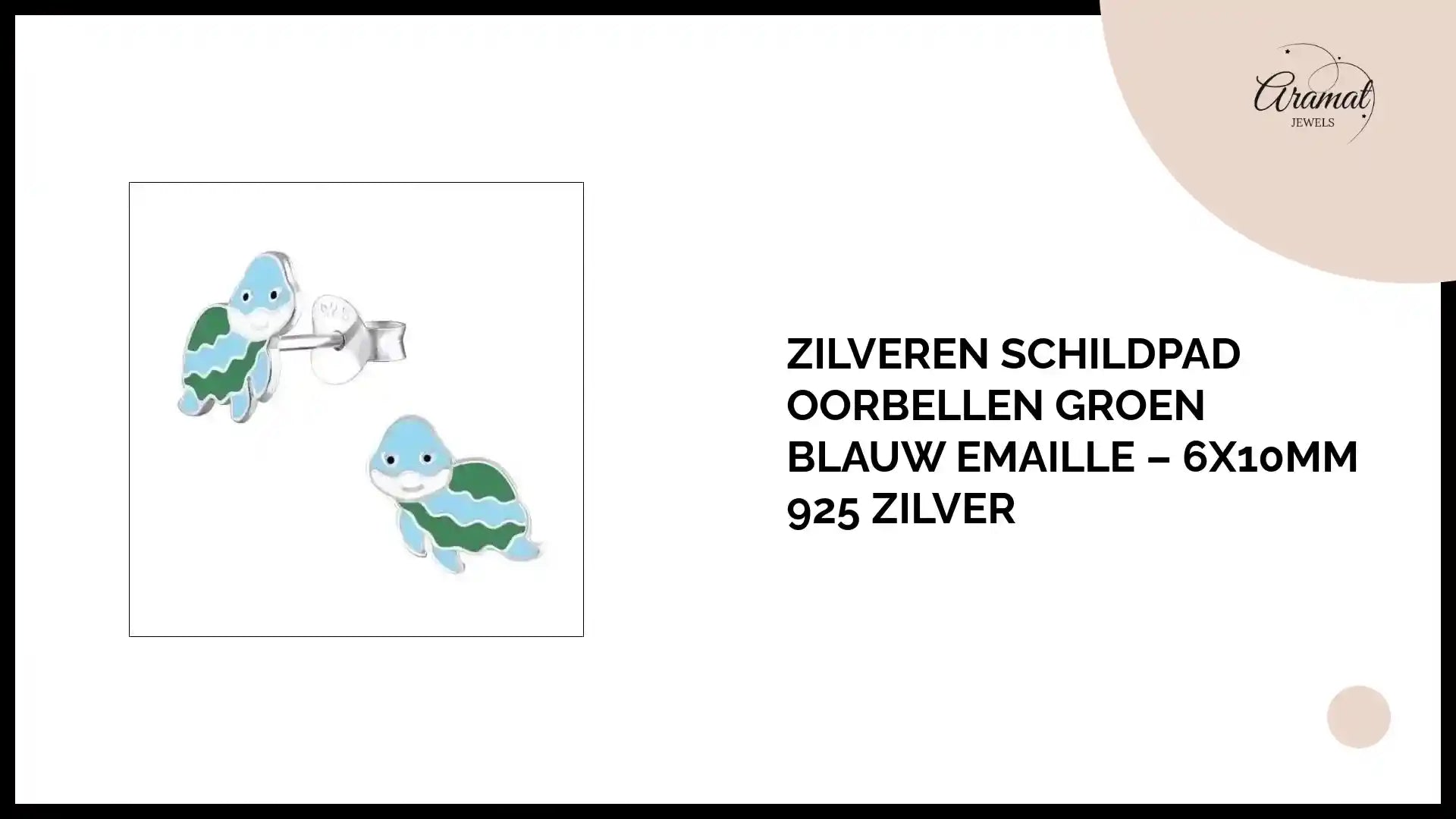 Zilveren Schildpad Oorbellen Groen Blauw Emaille &ndash; 6x10mm 925 Zilver by@Outfy