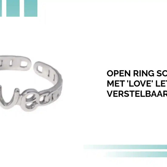 Open Ring Schakel Motief met 'Love' Letters (8 mm Verstelbaar) by@Outfy