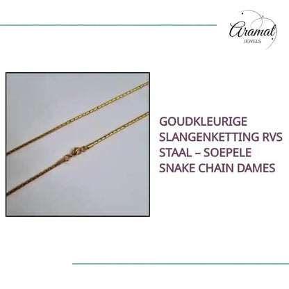 Goudkleurige Slangenketting RVS Staal &ndash; Soepele Snake Chain Dames by@Outfy