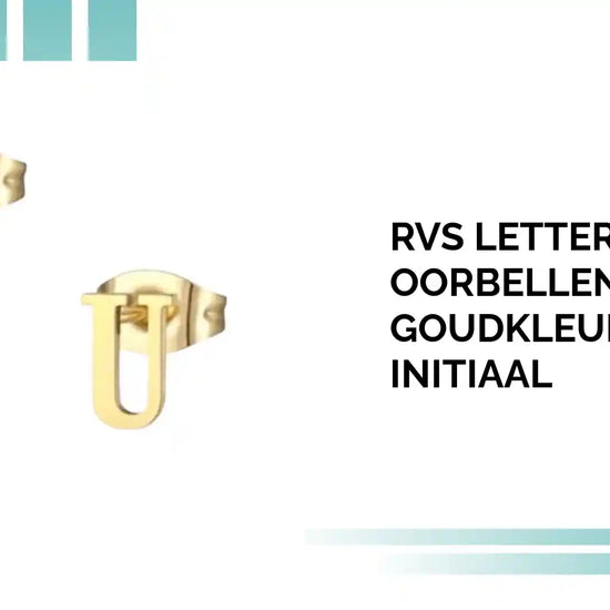 RVS Letter U Oorbellen Goudkleurig &ndash; Initiaal by@Outfy