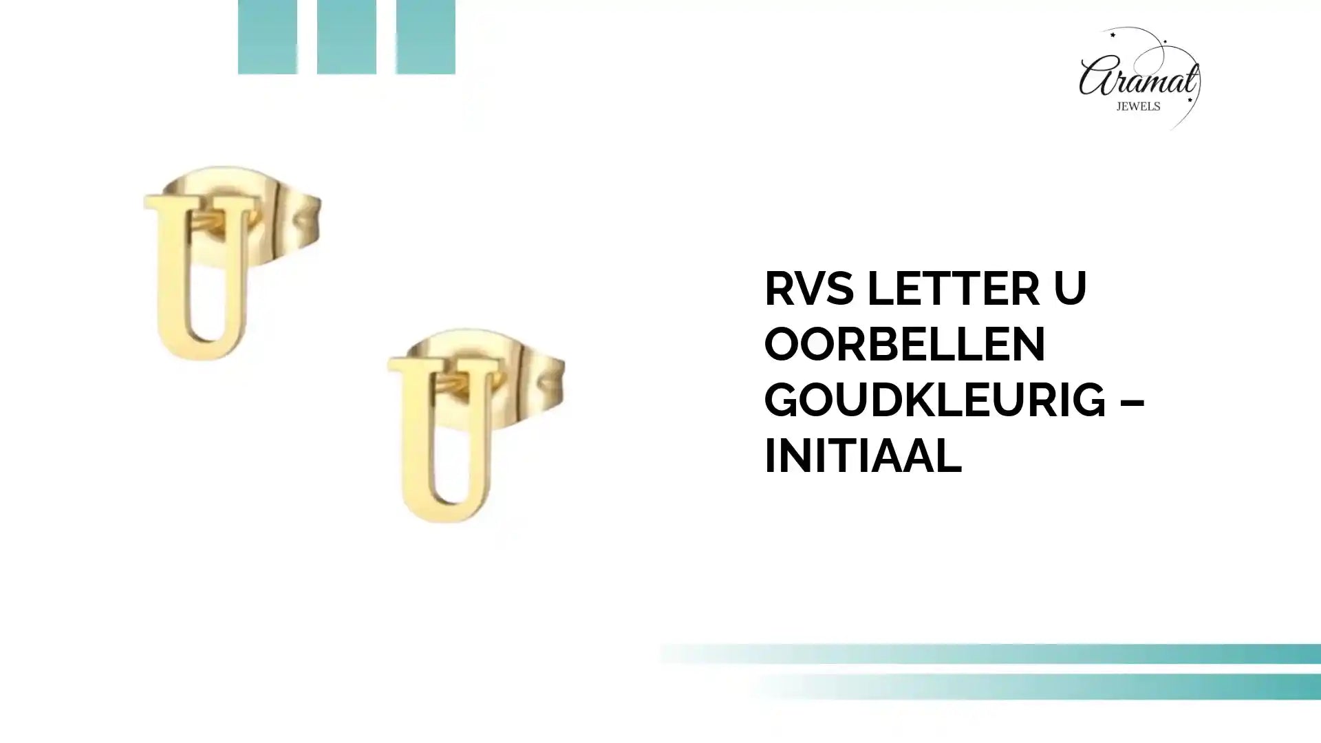 RVS Letter U Oorbellen Goudkleurig &ndash; Initiaal by@Outfy