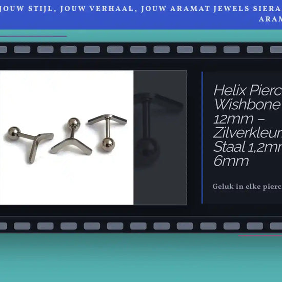 Helix Piercing Wishbone 12mm &ndash; Zilverkleurig Staal 1,2mm 6mm by@Outfy