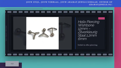Helix Piercing Wishbone 12mm &ndash; Zilverkleurig Staal 1,2mm 6mm by@Outfy