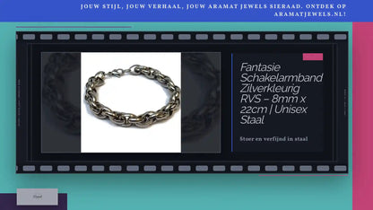 Fantasie Schakelarmband Zilverkleurig RVS &ndash; 8mm x 22cm | Unisex Staal by@Outfy
