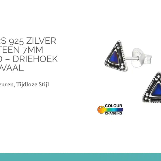 Oorstekers 925 Zilver Mood Steen 7mm Geoxideerd &ndash; Driehoek of Ovaal by@Outfy