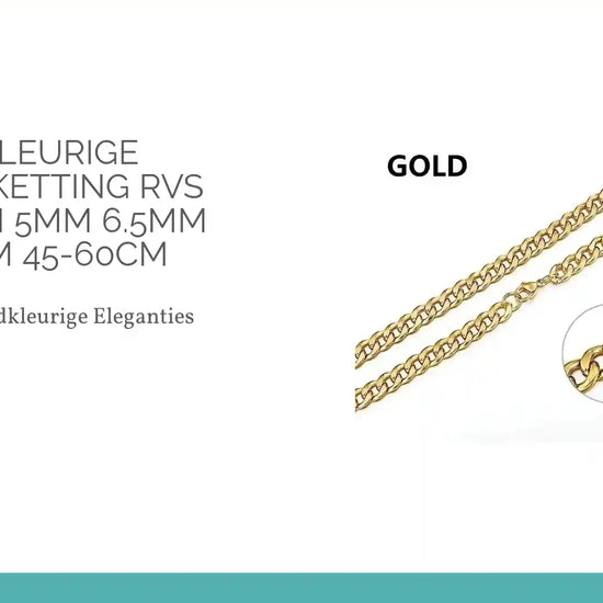 Goudkleurige Gourmet Ketting RVS Breed 3mm 5mm 6.5mm 7mm 8mm 45-60cm by@Outfy