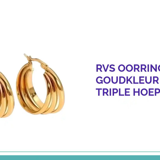 RVS Oorringen Goudkleur &ndash; 28mm &ndash; Triple Hoepels in 1 by@Outfy