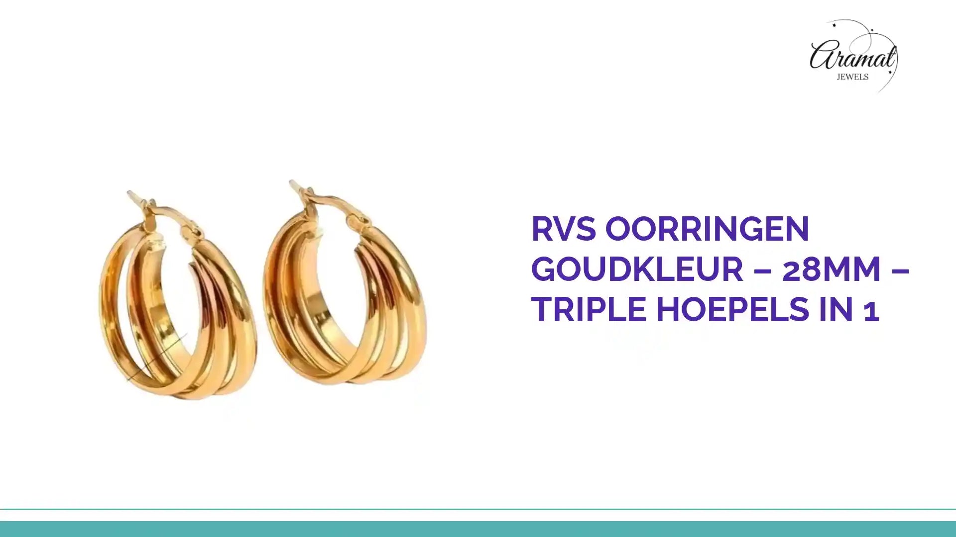 RVS Oorringen Goudkleur &ndash; 28mm &ndash; Triple Hoepels in 1 by@Outfy