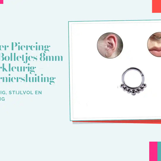 Clicker Piercing RVS Bolletjes 8mm Zilverkleurig &ndash; Scharniersluiting by@Outfy