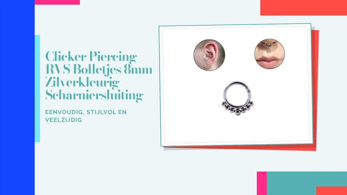 Clicker Piercing RVS Bolletjes 8mm Zilverkleurig &ndash; Scharniersluiting by@Outfy