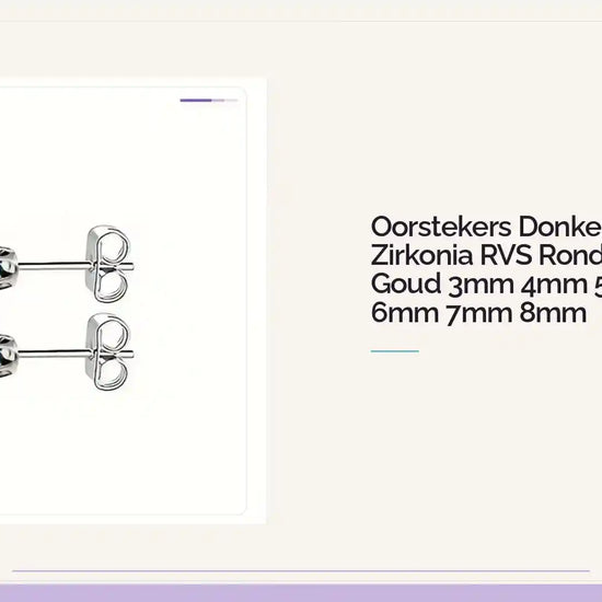 Oorstekers Donkerblauwe Zirkonia RVS Rond Zilver Goud 3mm 4mm 5mm 6mm 7mm 8mm by@Outfy
