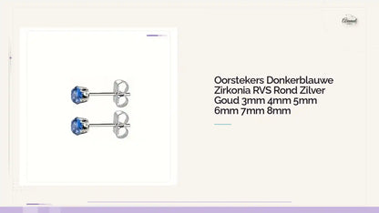 Oorstekers Donkerblauwe Zirkonia RVS Rond Zilver Goud 3mm 4mm 5mm 6mm 7mm 8mm by@Outfy