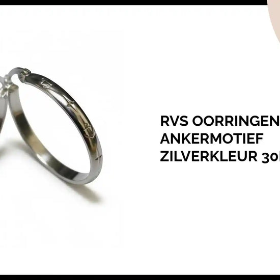 RVS Oorringen met Ankermotief Zilverkleur 30mm by@Outfy