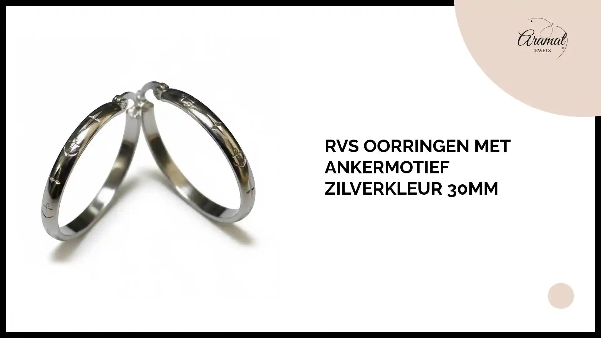 RVS Oorringen met Ankermotief Zilverkleur 30mm by@Outfy