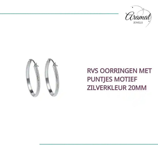 RVS Oorringen met Puntjes Motief Zilverkleur 20mm by@Outfy