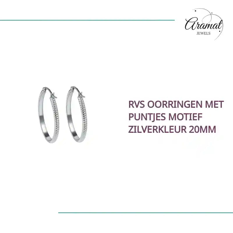 RVS Oorringen met Puntjes Motief Zilverkleur 20mm by@Outfy