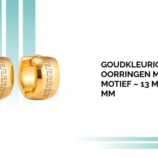 Goudkleurige Stalen Oorringen met Grieks Motief &ndash; 13 mm Breedte 7 mm by@Outfy