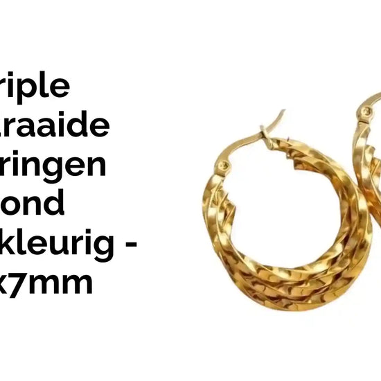 Triple Gedraaide Oorringen Rond Goudkleurig - 25x7mm by@Outfy