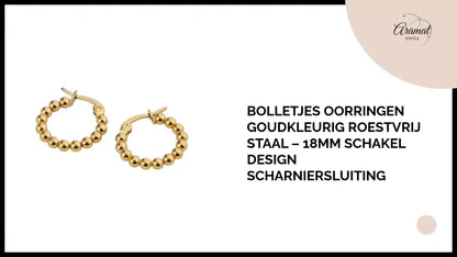 Bolletjes Oorringen Goudkleurig Roestvrij Staal &ndash; 18mm Schakel Design Scharniersluiting by@Outfy