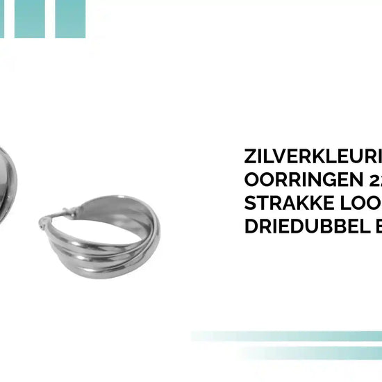 Zilverkleurige Triple Oorringen 22x8mm &ndash; Strakke look, driedubbel effect by@Outfy