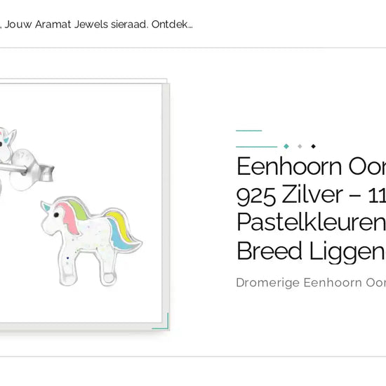 Eenhoorn Oorstekers 925 Zilver &ndash; 11x9mm Pastelkleuren Emaille Breed Liggend by@Outfy