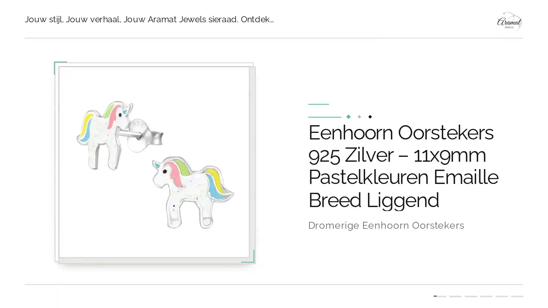 Eenhoorn Oorstekers 925 Zilver &ndash; 11x9mm Pastelkleuren Emaille Breed Liggend by@Outfy