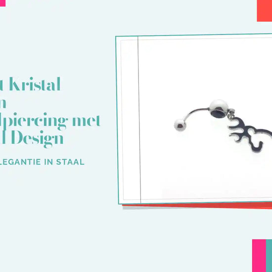 Zwart Kristal Stalen Navelpiercing met Tribal Design by@Outfy