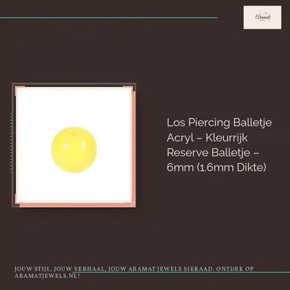 Los Piercing Balletje Acryl &ndash; Kleurrijk Reserve Balletje &ndash; 6mm (1.6mm Dikte) by@Outfy