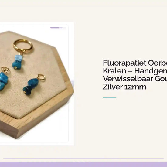 Fluorapatiet Oorbedel 2 Kralen &ndash; Handgemaakt Verwisselbaar Goud of Zilver 12mm by@Outfy