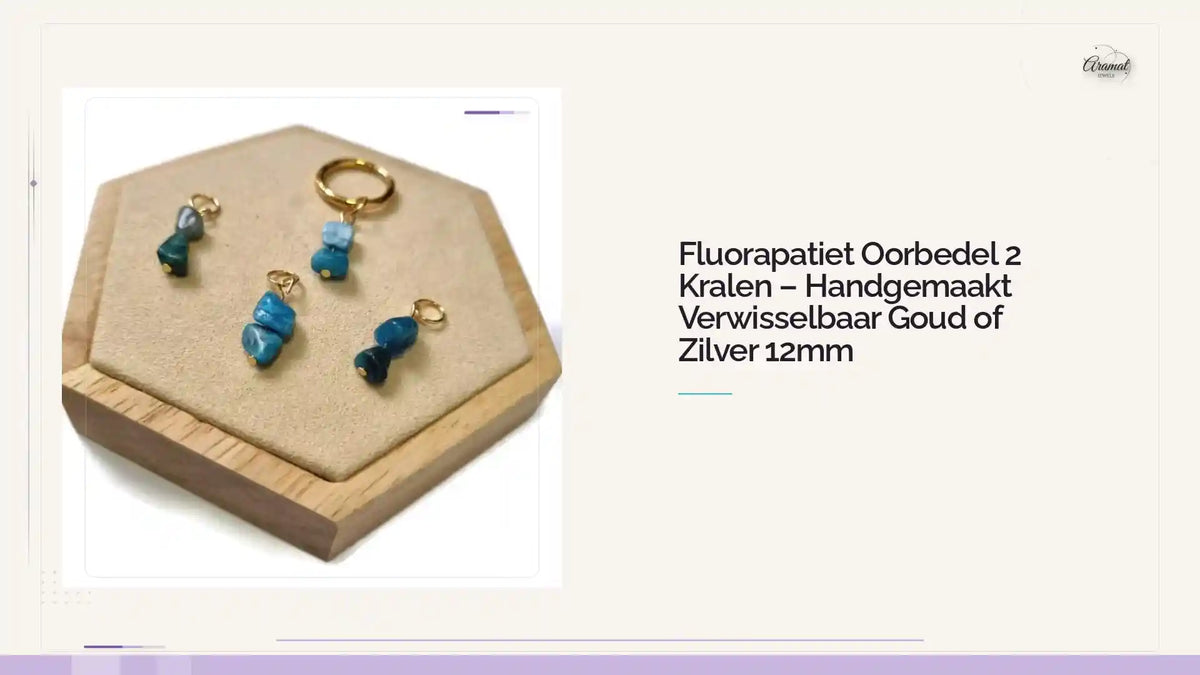 Fluorapatiet Oorbedel 2 Kralen &ndash; Handgemaakt Verwisselbaar Goud of Zilver 12mm by@Outfy