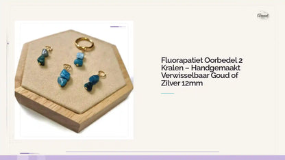 Fluorapatiet Oorbedel 2 Kralen &ndash; Handgemaakt Verwisselbaar Goud of Zilver 12mm by@Outfy
