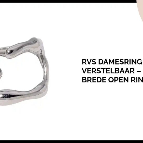 RVS Damesring Verstelbaar &ndash; Grillige Brede Open Ring &ndash; 16 mm by@Outfy