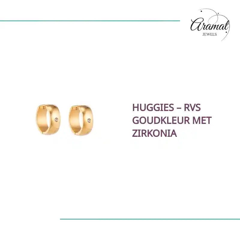 Huggies &ndash; RVS Goudkleur met Zirkonia by@Outfy